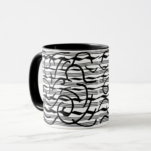 abstrakt Black linjer art Mugg (Framsida vänster)