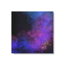 Abstrakt Bläck målning svart, blå Lila fyrkant