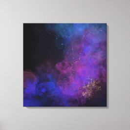 Abstrakt Bläck målning svart, blå Lila fyrkant Canvastryck