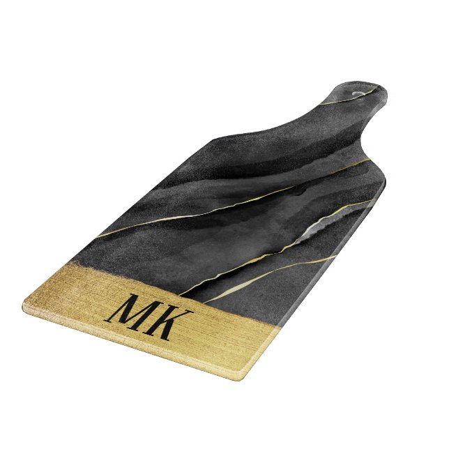 Abstrakt Black och Guld Agate Marble Swirl (Hörn)