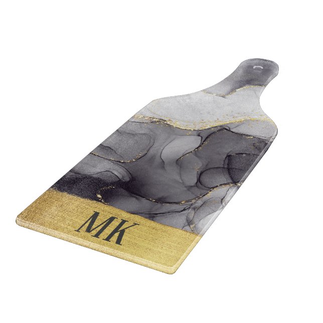 Abstrakt Black och Guld Agate Marble Swirl (Hörn)