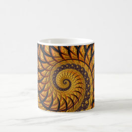 Abstrakt Black och Guld Spiral Fractal Kaffemugg