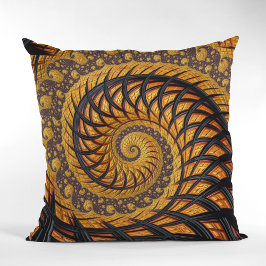 Abstrakt Black och Guld Spiral Fractal Kudde