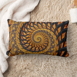 Abstrakt Black och Guld Spiral Fractal Lumbarkudde