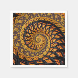 Abstrakt Black och Guld Spiral Fractal Pappersservett