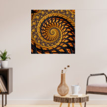 Abstrakt Black och Guld Spiral Fractal