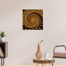 Abstrakt Black och Guld Spiral Fractal