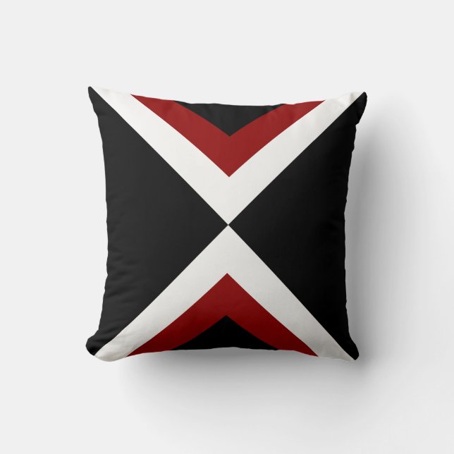 Abstrakt Black Red & White Stripe Dekorativ kudde (Framsida)