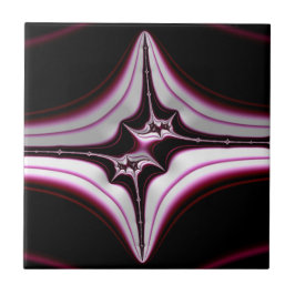 Abstrakt Black Rosa Spiky Fractal Symmetry Kakelplatta