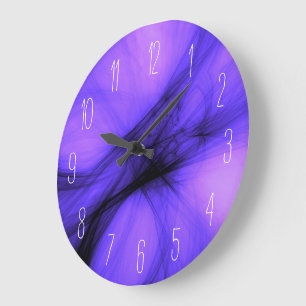 Abstrakt Black Smoke - Lila Large Clock Stor Klocka