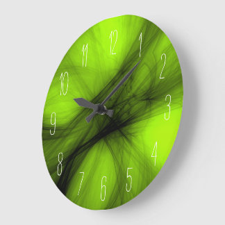 Abstrakt Black Smoke - Lime Green Large Clock Stor Klocka