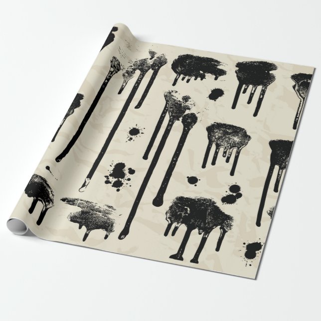 Abstrakt bläck stänk sömlösa mönster presentpapper (Utrullad)