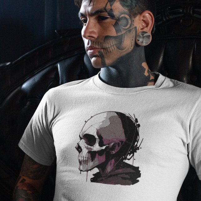 Abstrakt Bläck Stänk Steampunk Cyberpunk Skull Man T Shirt (Skapare uppladdad)