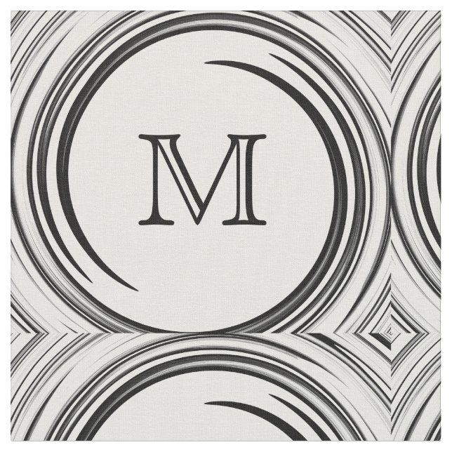 Abstrakt Black Swirl Monogram #2 Tyg (Närbild)