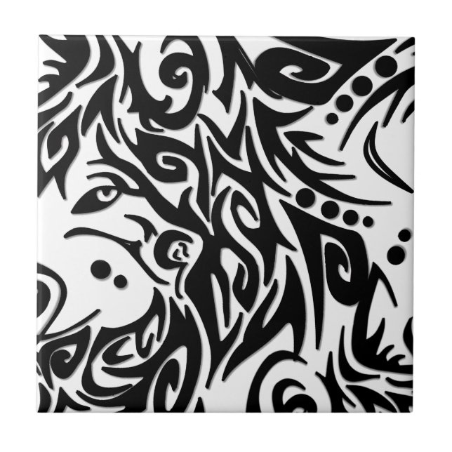 Abstrakt Black Tribal Kakelplatta (Framsidan)