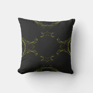 Abstrakt Black vid Guld Gräns Fractal Pillow Kudde