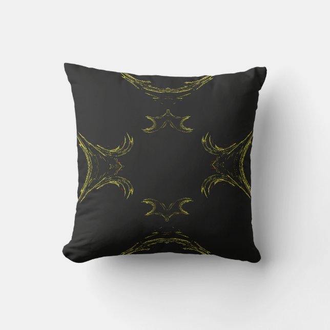 Abstrakt Black vid Guld Gräns Fractal Pillow Kudde (Framsida)