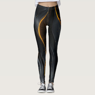Abstrakt Black Wave Leggings