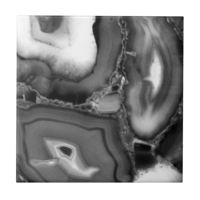 Abstrakt Black White agates geode Kakelplatta (Framsidan)
