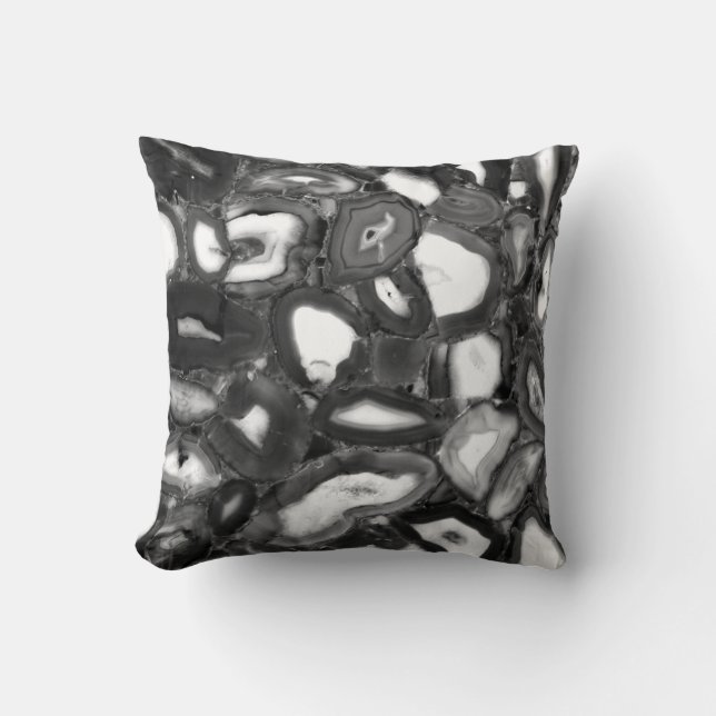 Abstrakt Black White agates geode Kudde (Framsida)