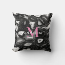 Abstrakt Black White agates geode monogram-skript