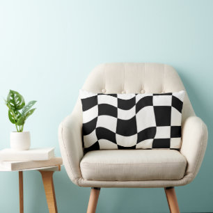Abstrakt Black & White Checker Lumbarkudde