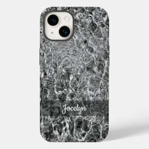 Abstrakt Black White Faux Marble Personlig Namn