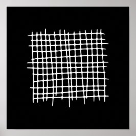 Abstrakt Black White Geometric Modern Grid Poster