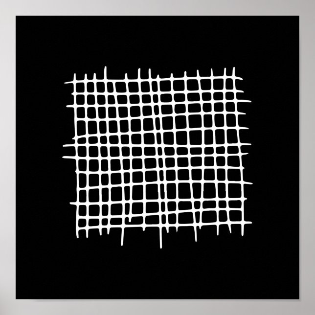 Abstrakt Black White Geometric Modern Grid Poster (Framsidan)