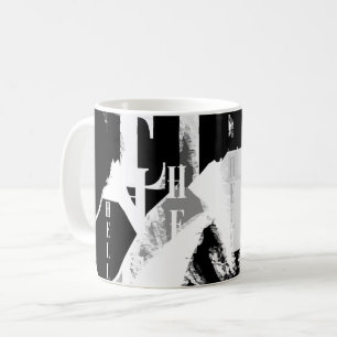 Abstrakt Black White Grått Kaffemugg