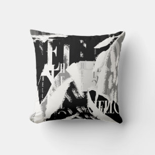 Abstrakt Black White Grått Kudde