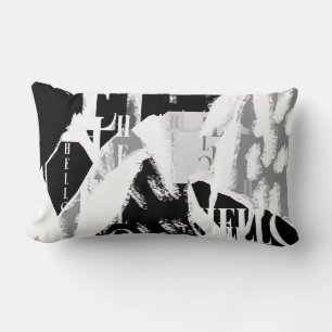 Abstrakt Black White Grått Lumbarkudde