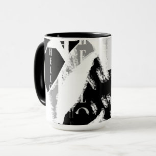 Abstrakt Black White Grått Mugg