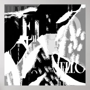 Abstrakt Black White Grått Poster