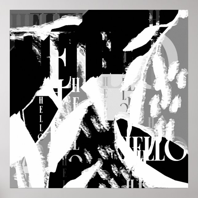 Abstrakt Black White Grått Poster (Framsidan)