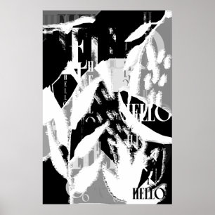 Abstrakt Black White Grått Poster