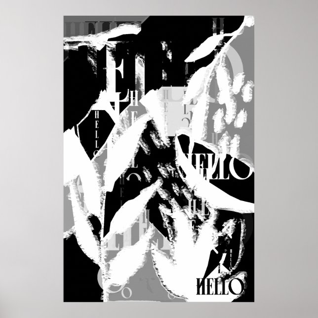 Abstrakt Black White Grått Poster (Framsidan)