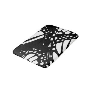 Abstrakt Black & White Monarch Butterfly Vinge Badrumsmatta