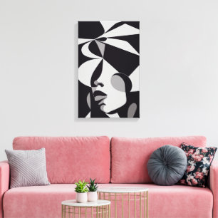 Abstrakt Black & White Painting Women Classy Canvastryck
