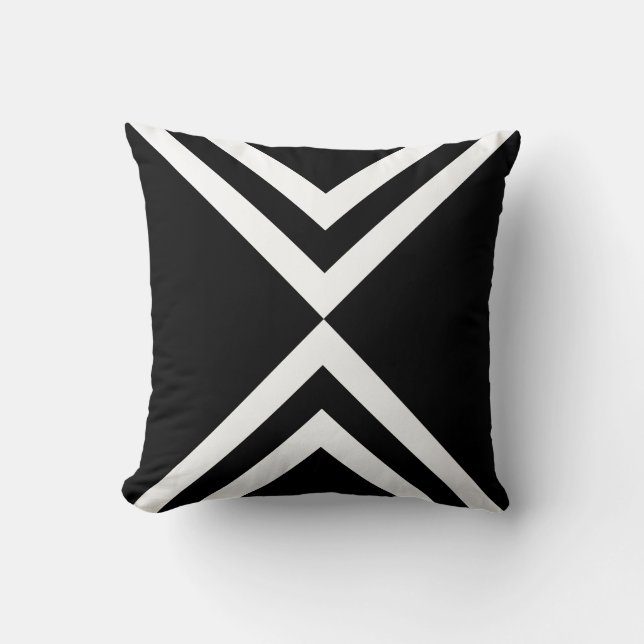Abstrakt Black & White Stripe Dekorativ kudde (Framsida)