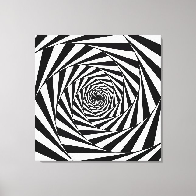Abstrakt Black & White Swirl Spiral Stairway Art Canvastryck (Framsida)