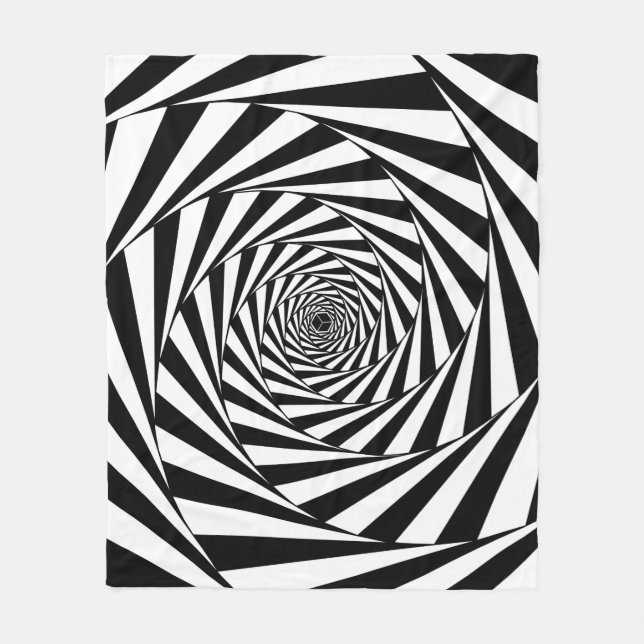 Abstrakt Black & White Swirl Spiral Stairway Fleecefilt (Framsidan)