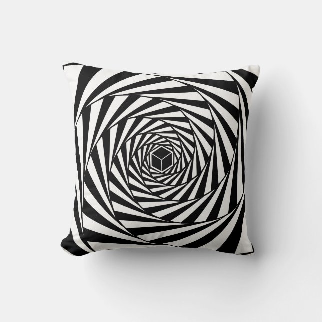 Abstrakt Black & White Swirl Spiral Stairway Kudde (Framsida)