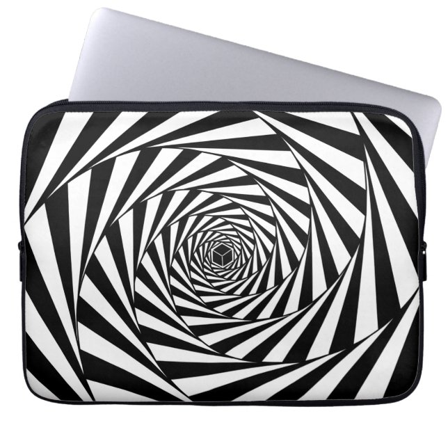 Abstrakt Black & White Swirl Spiral Stairway Laptop Fodral (Framsidan)