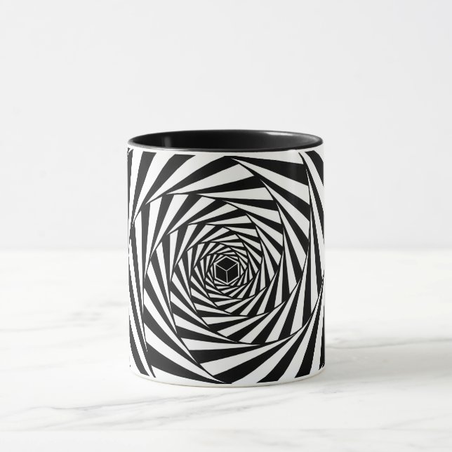 Abstrakt Black & White Swirl Spiral Stairway Mugg (Center)