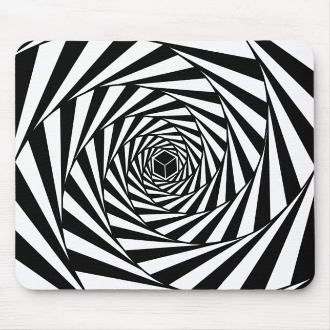 Abstrakt Black & White Swirl Spiral Stairway Musmatta (Framsidan)