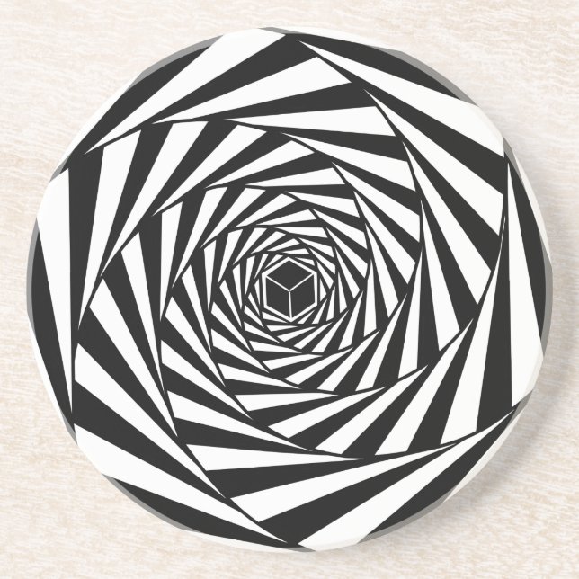 Abstrakt Black & White Swirl Spiral Stairway Underlägg (Framsidan)