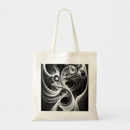 Abstrakt Black White Swirl Tote Bag Tygkasse