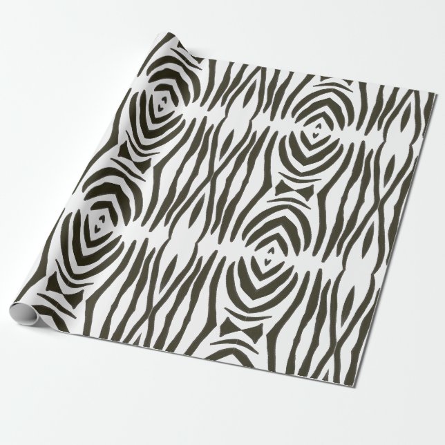 Abstrakt Black White Zebra ränder Wrapping Papper Presentpapper (Utrullad)