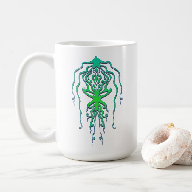 Abstrakt bläckfisk tribal tatuering design kaffemugg (Med munk)